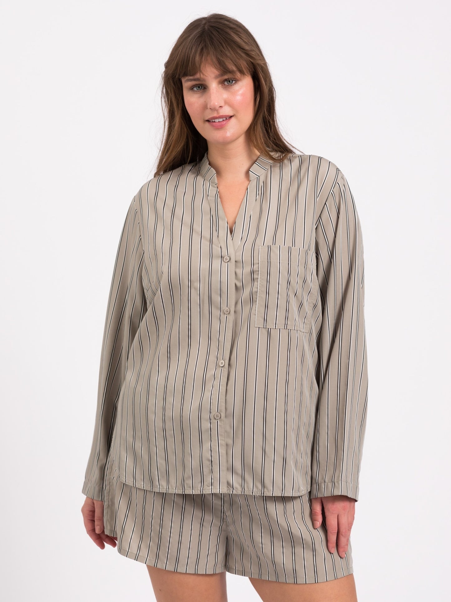 Sleep pajama shirt - dust mint stripe