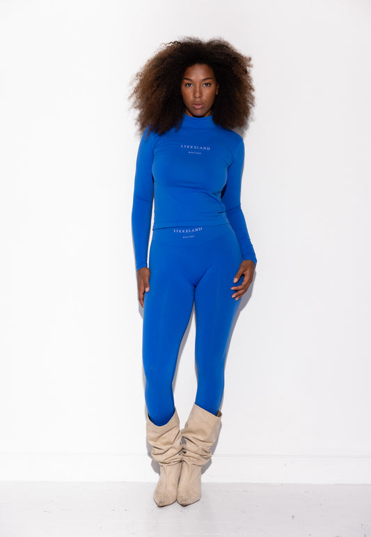 Faye High Neck w/Logo - Strong Blue