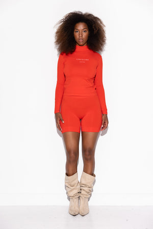 Honest Midwaist Shorts w/Logo - Crush Red (Lev. Februar 2026)