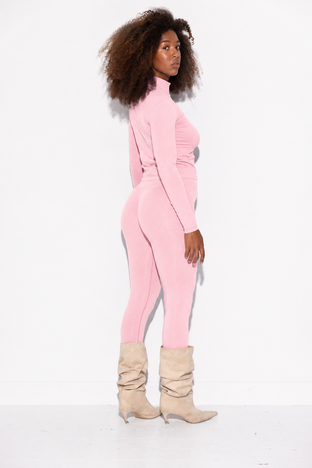 Faye High Neck w/Logo Functional Comfort-Cream Pink